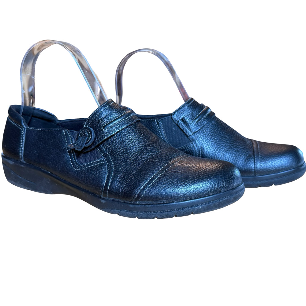 Clarks Collection Cheyn Madi Flats Slip On Loafers Black Leather Comfort Shoes 8
